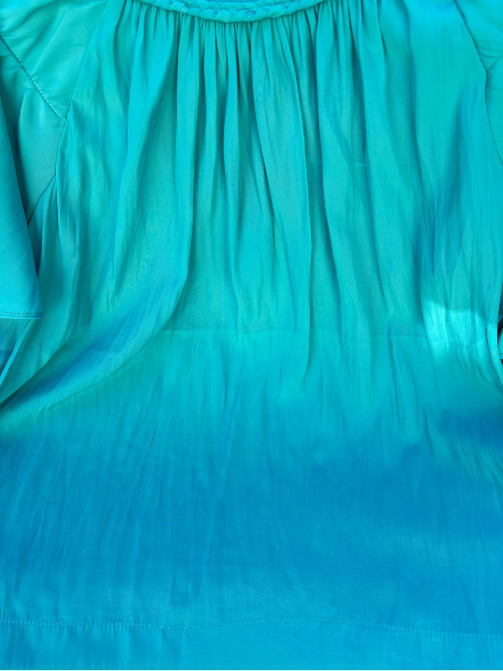Rose & Olive Turquoise Pleated Boho Top